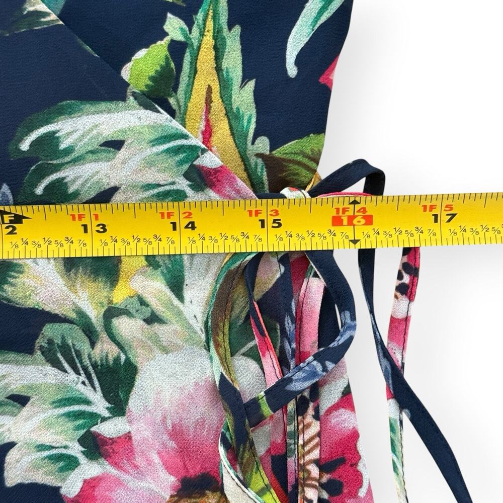 NWT Soft Surroundings Samantha Maxi Dress PM Navy Colorful Floral Faux Wrap $180 - Picture 13 of 14